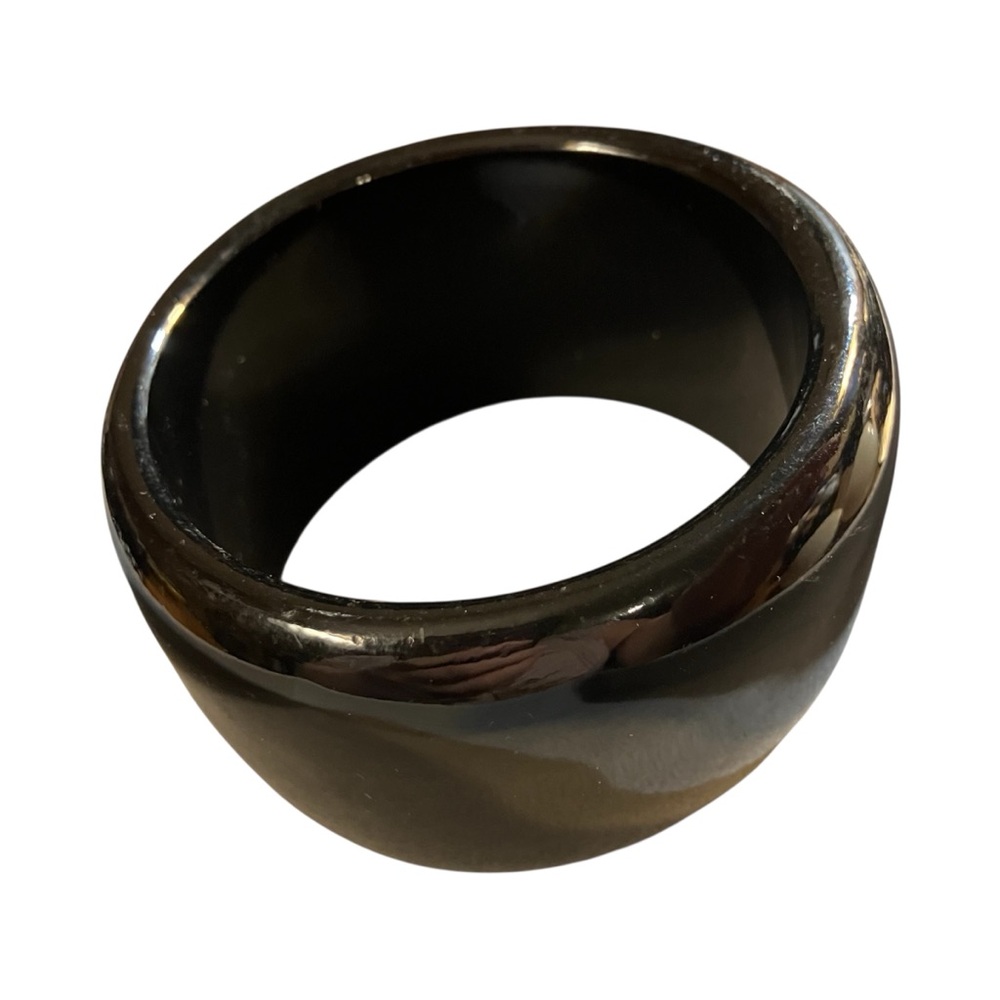 Vintage Chunky Wide Acrylic Black Bangle Bracelet